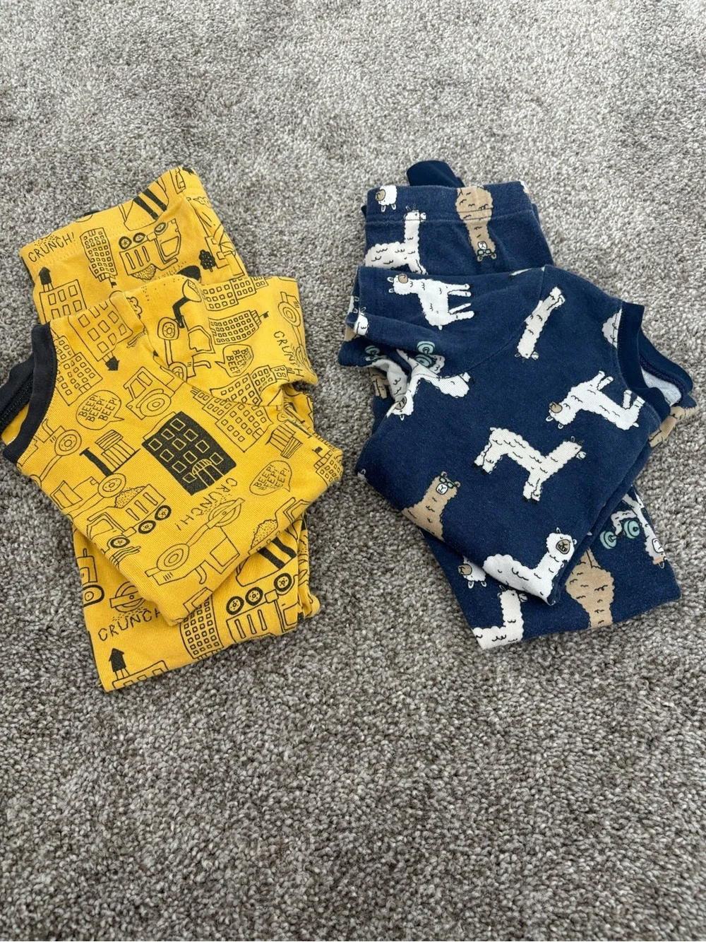 Bundle of two Carter's Yellow and Navy Toddler Pajama Sets